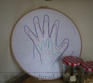 embroidered hand print