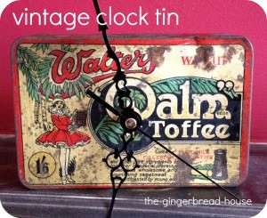 vintage clock tin