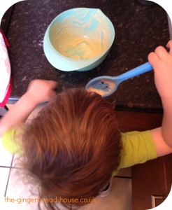 baking cakes with a toddler