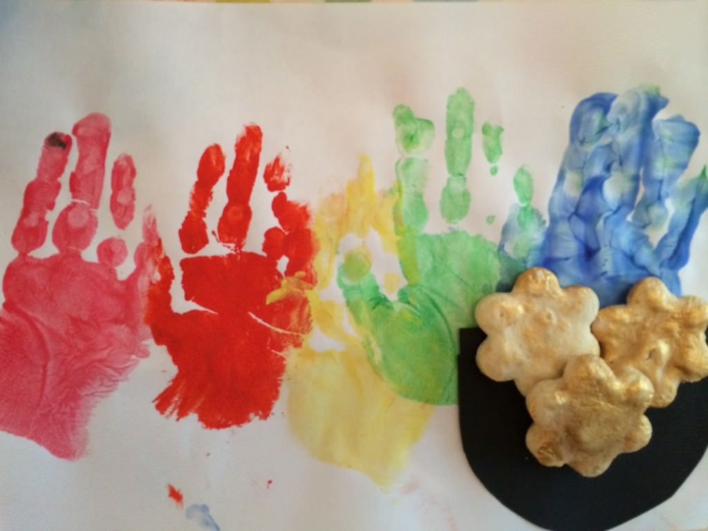 rainbow handprints and leprechaun gold