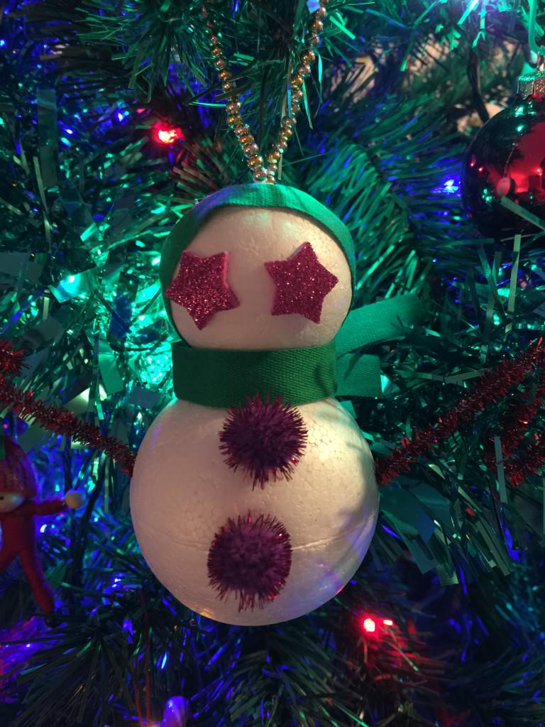 Styrofoam snowman ornament