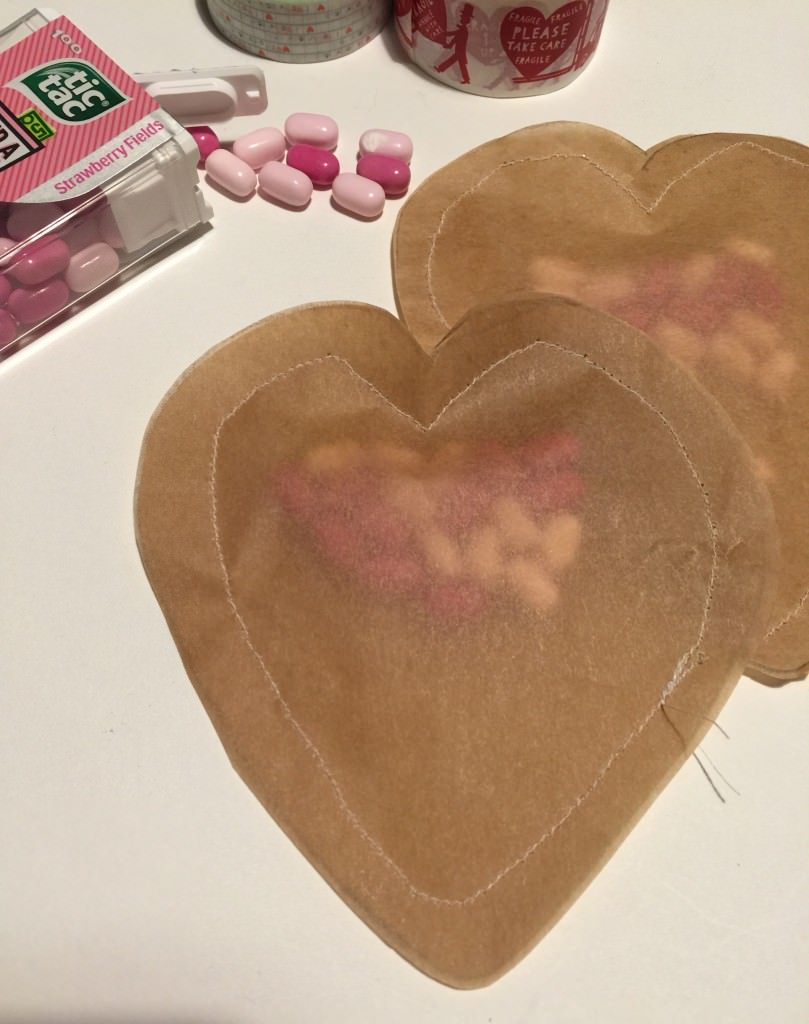 brown paper stitched hearts
