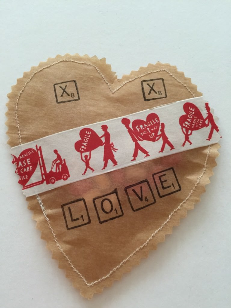 brown paper stitched hearts - the gingerbread house
