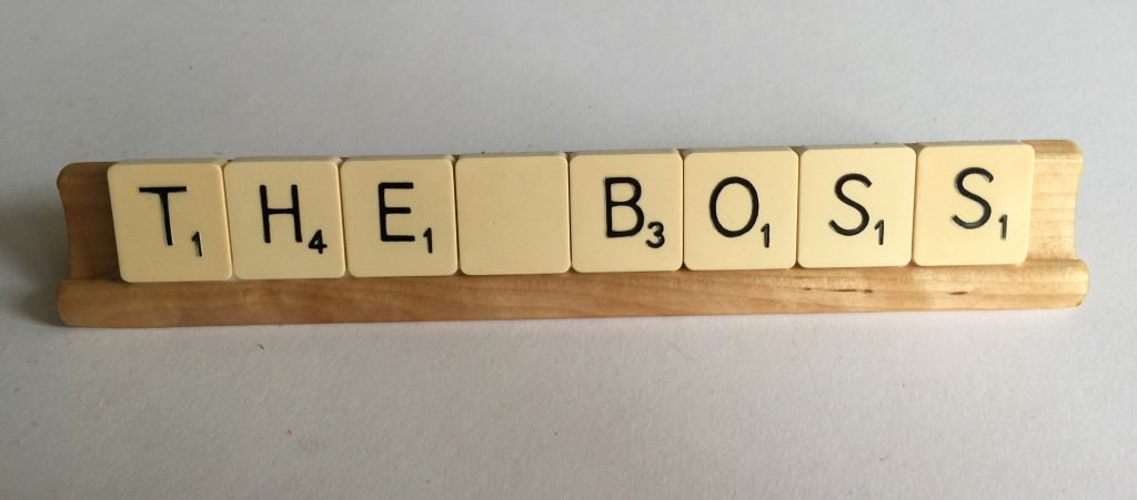 The Boss Scrabble sign