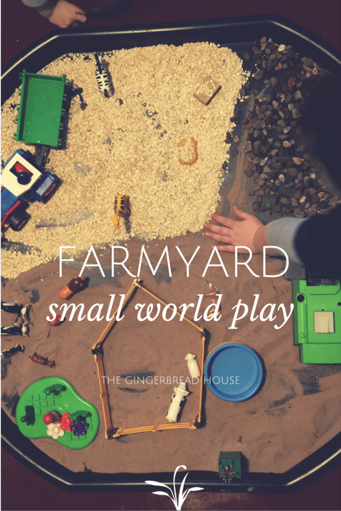 Farmyard small world play in tuff spot