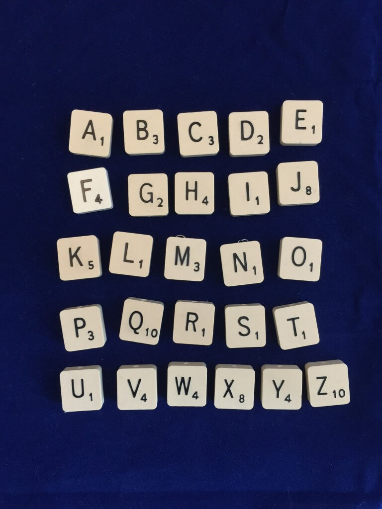 alphabet of Scrabble tiles