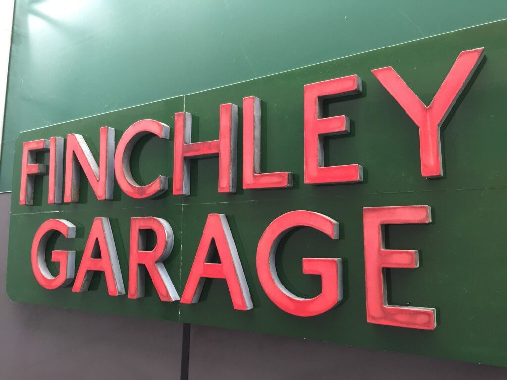 Finchley Garage vintage bus sign