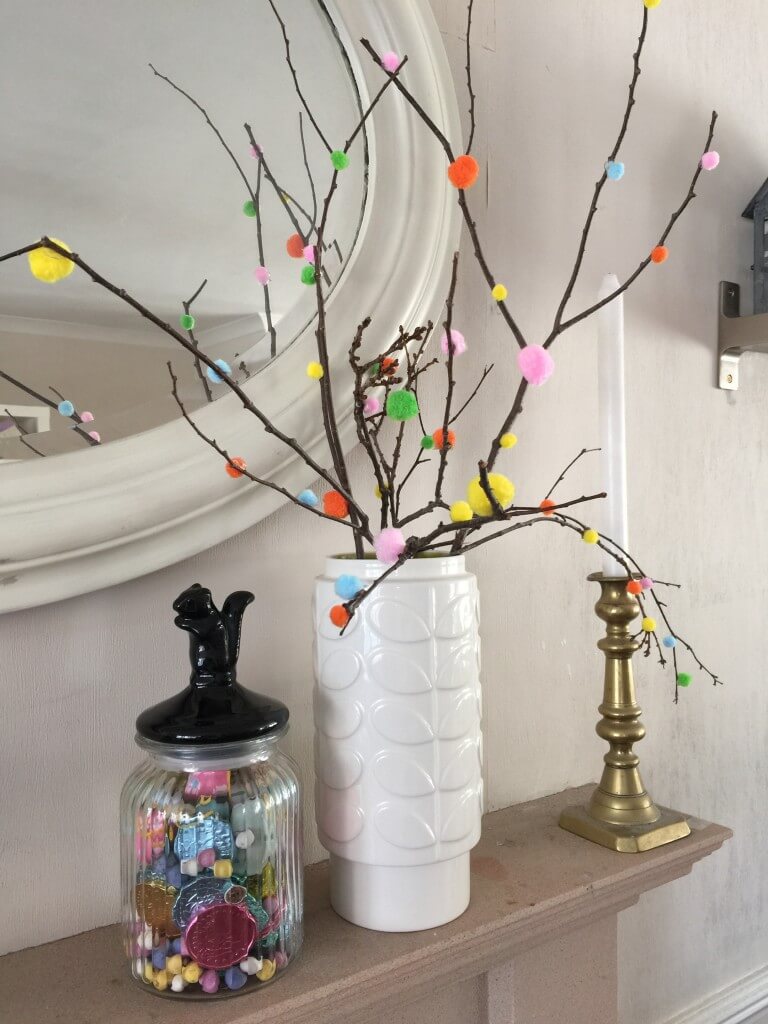 DIY pom pom Spring tree in an Orla Kiely vase