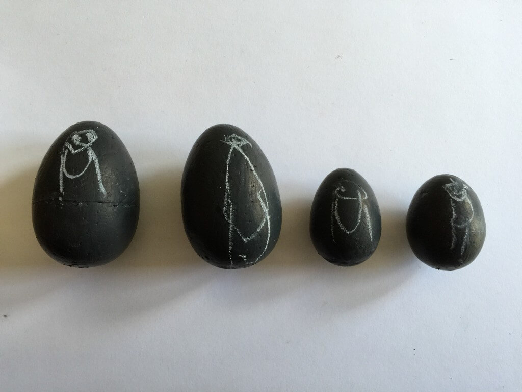 chalkboard Easter eggs with portraits