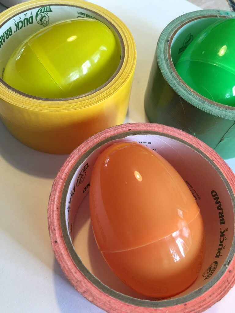 plastic eggs and Duck Tape