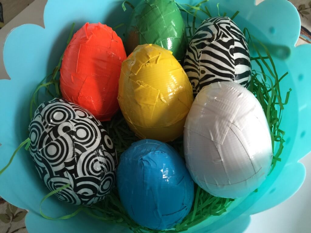 duck tape covered Easter eggs