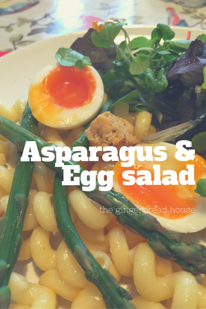 Asparagus and Egg salad - the gingerbread house