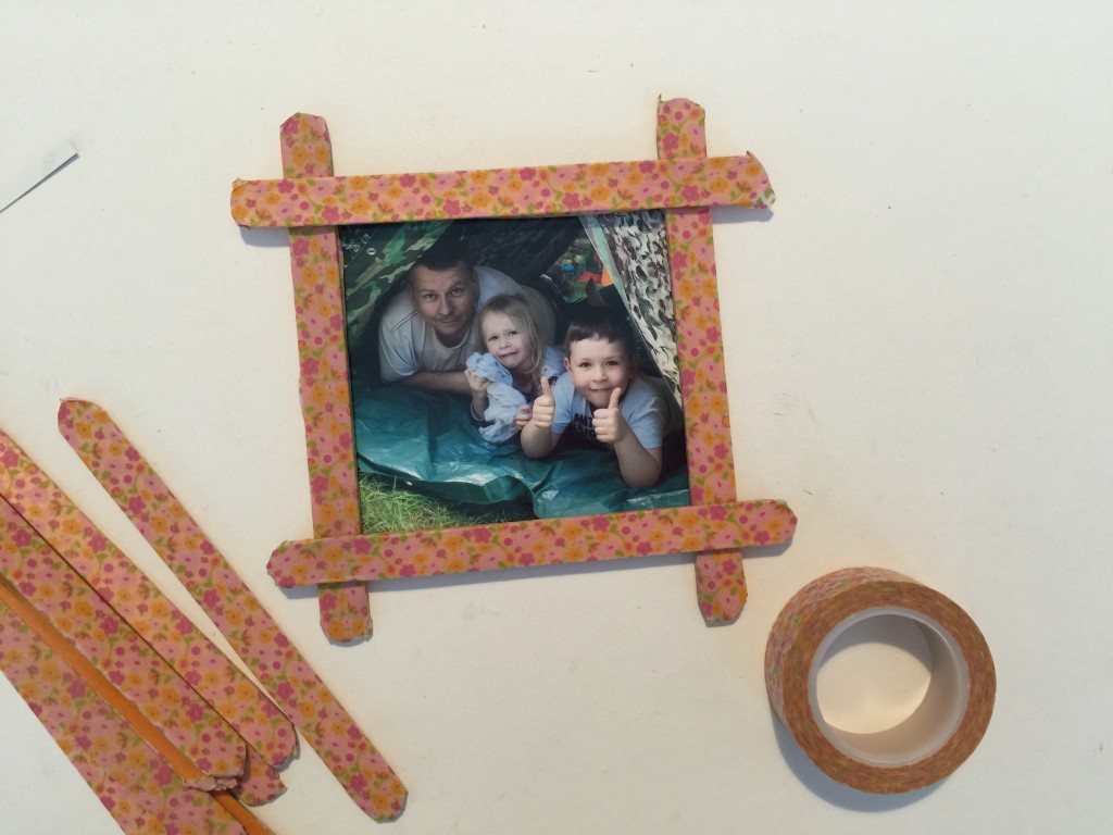 Craft stick photo frames for Father's Day