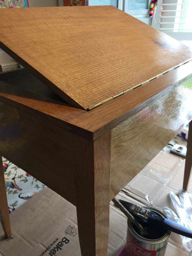 varnishing a vintage table