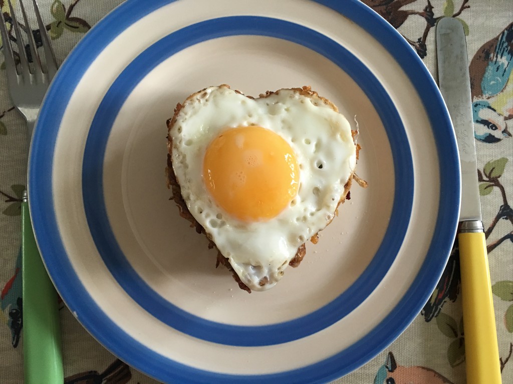 heart-shaped fried egg