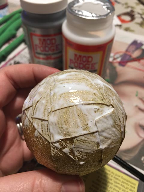 Duck glitter crafting tape ball covered in mod podge