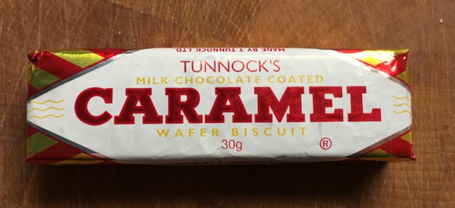 Tunnocks Caramel Wafer  bar in wrapper