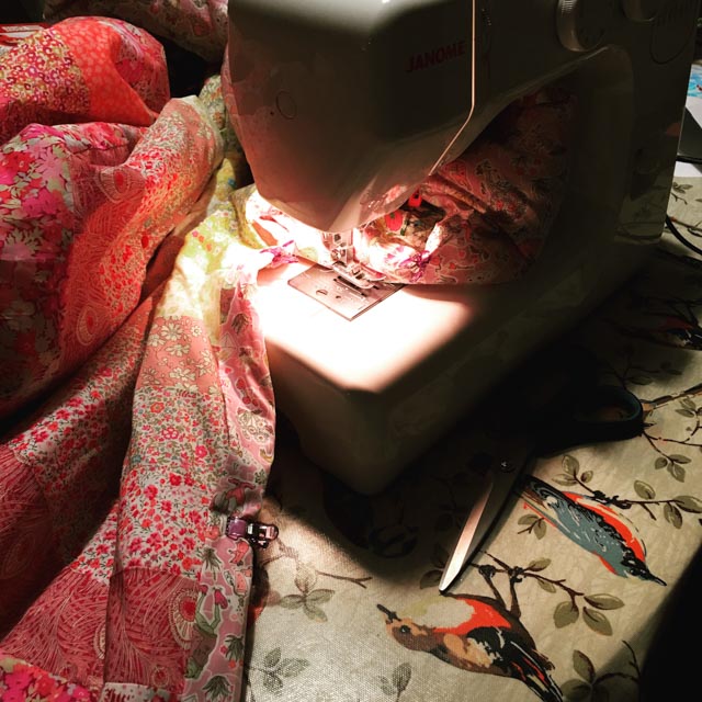 liberty fabric on a sewing machine