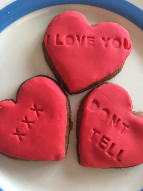 stamped biscuits for Valentine's Day