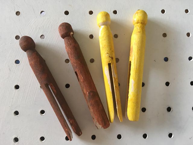 painted wooden pegs