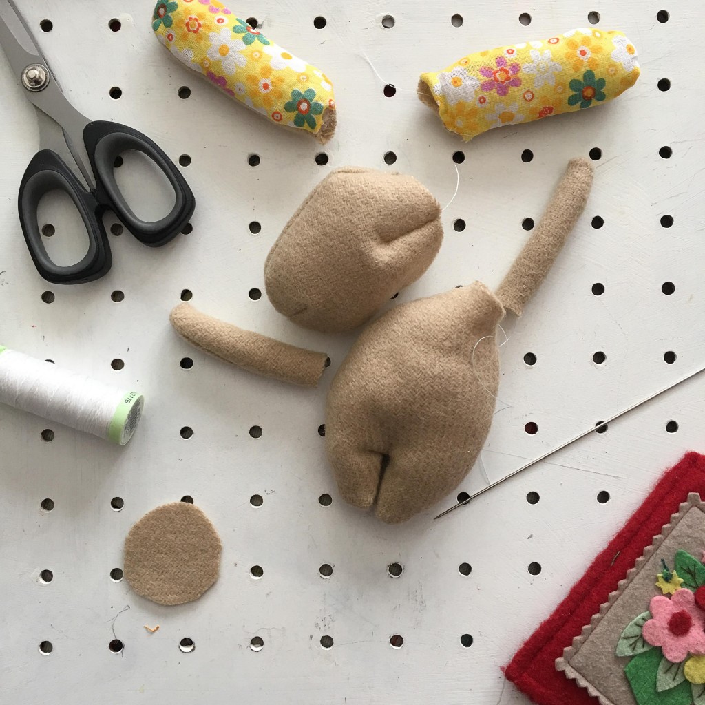 Stitching an Easter bunny
