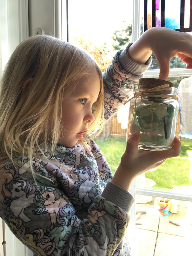 sea glass sun catcher jar