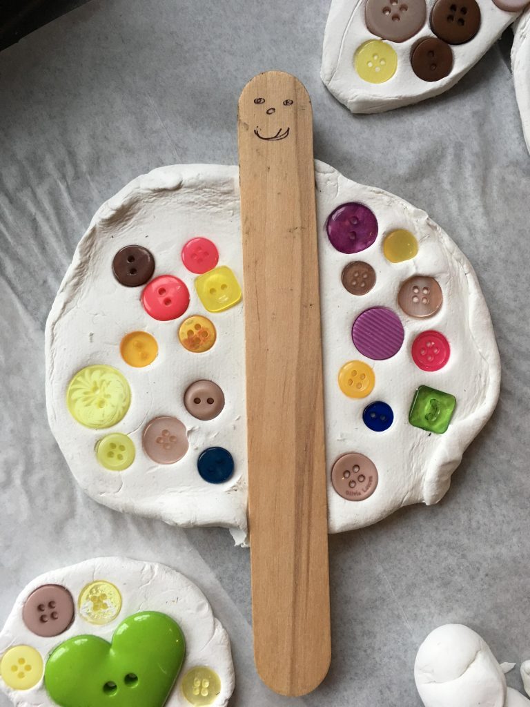 button and clay craft for kids